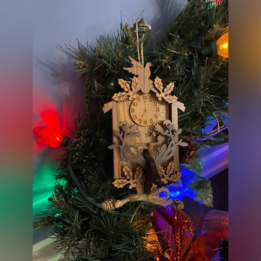 WOODEN CUCKOO CLOCK | Black Forest Germany Bavarian Christmas Ornament